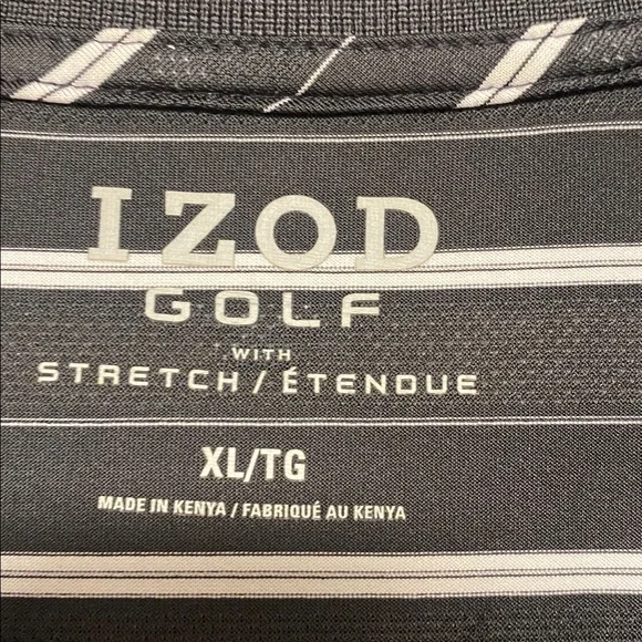 IZOD Men's Polo Shirt with Gray and White Stripes - Picture 5 of 6